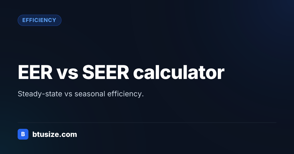See R EER vs SEER calculator: AC efficiency converter | BTU Size