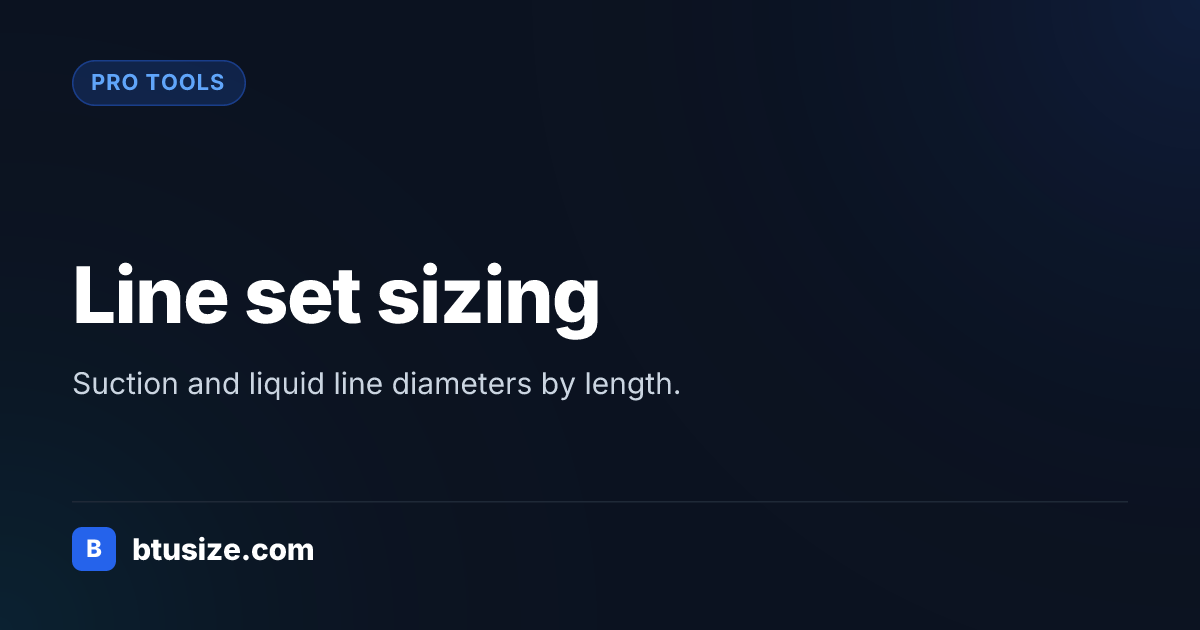 Refrigerant line set sizing calculator | BTU Size